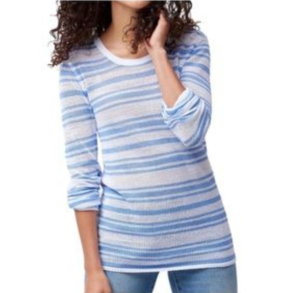 Tommy Bahama Blue and White Striped Knit Top